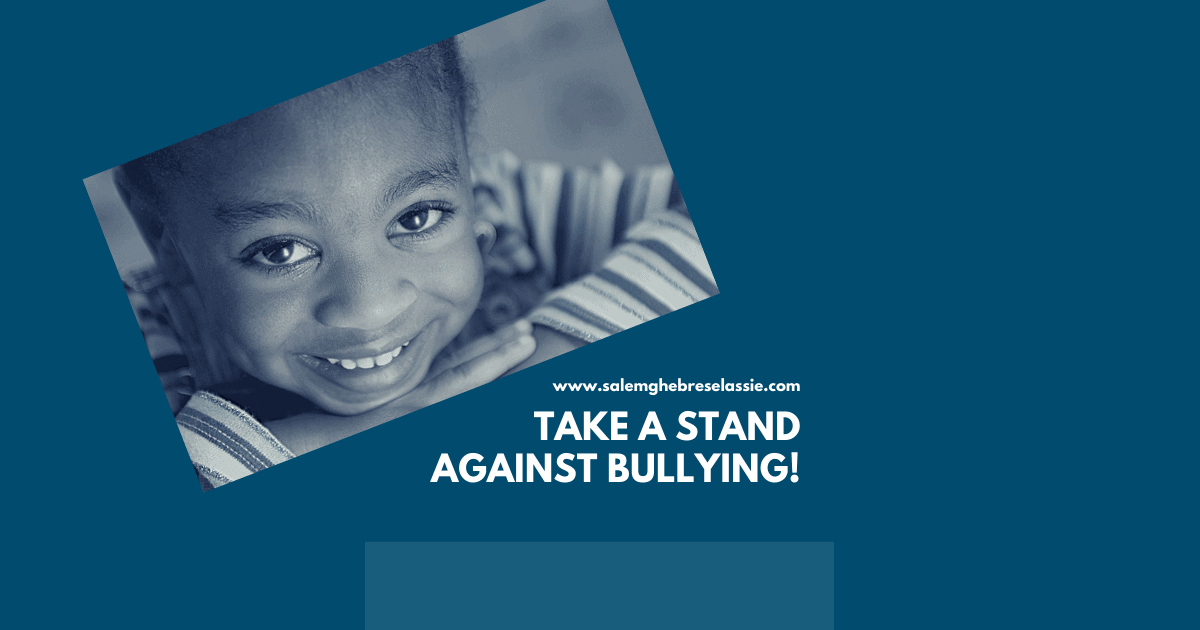 Copy of Blue and White Modern Child Bullying Photo Poster